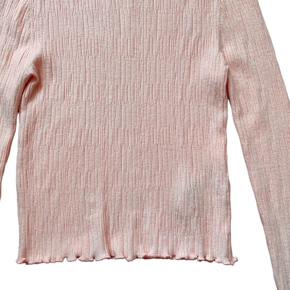 Super Soft Blush Pink Mock Neck Long Sleeve Ribbed Top Small Medium - Picture 3 of 3